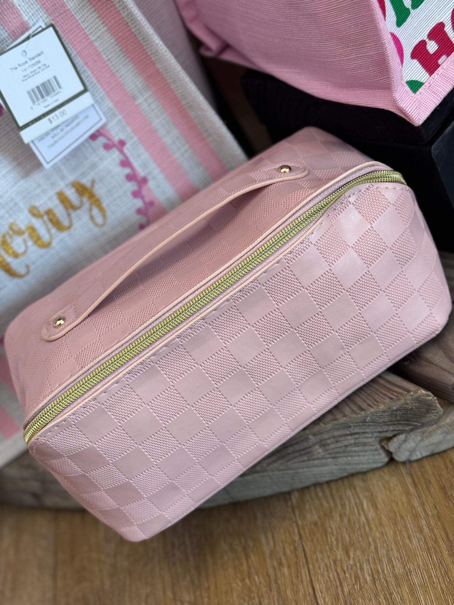 Checkered Makeup Bag