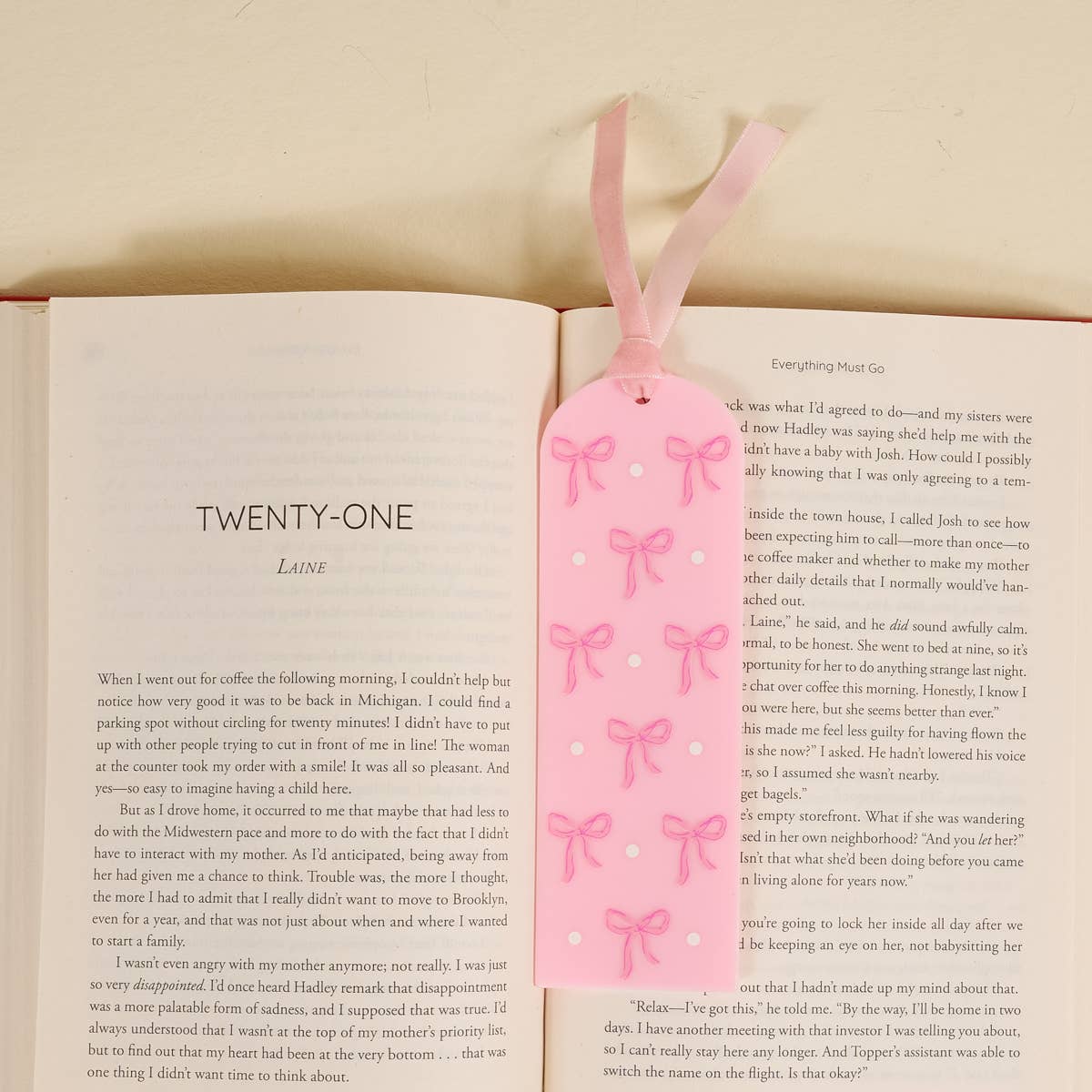 Acrylic Bookmark–Bows Pink