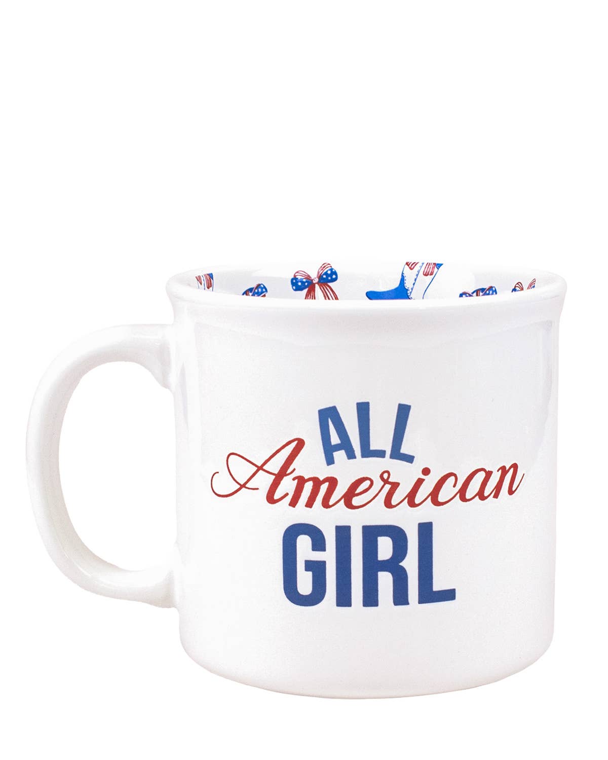 All American Girl Coffee Mug White/Red/Blue 14oz