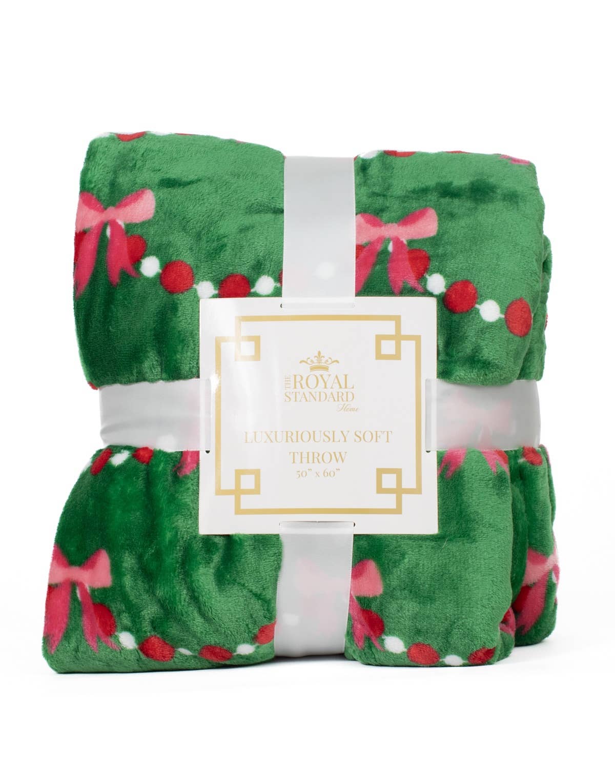 Bow Garland Throw Green/Pink 50x60