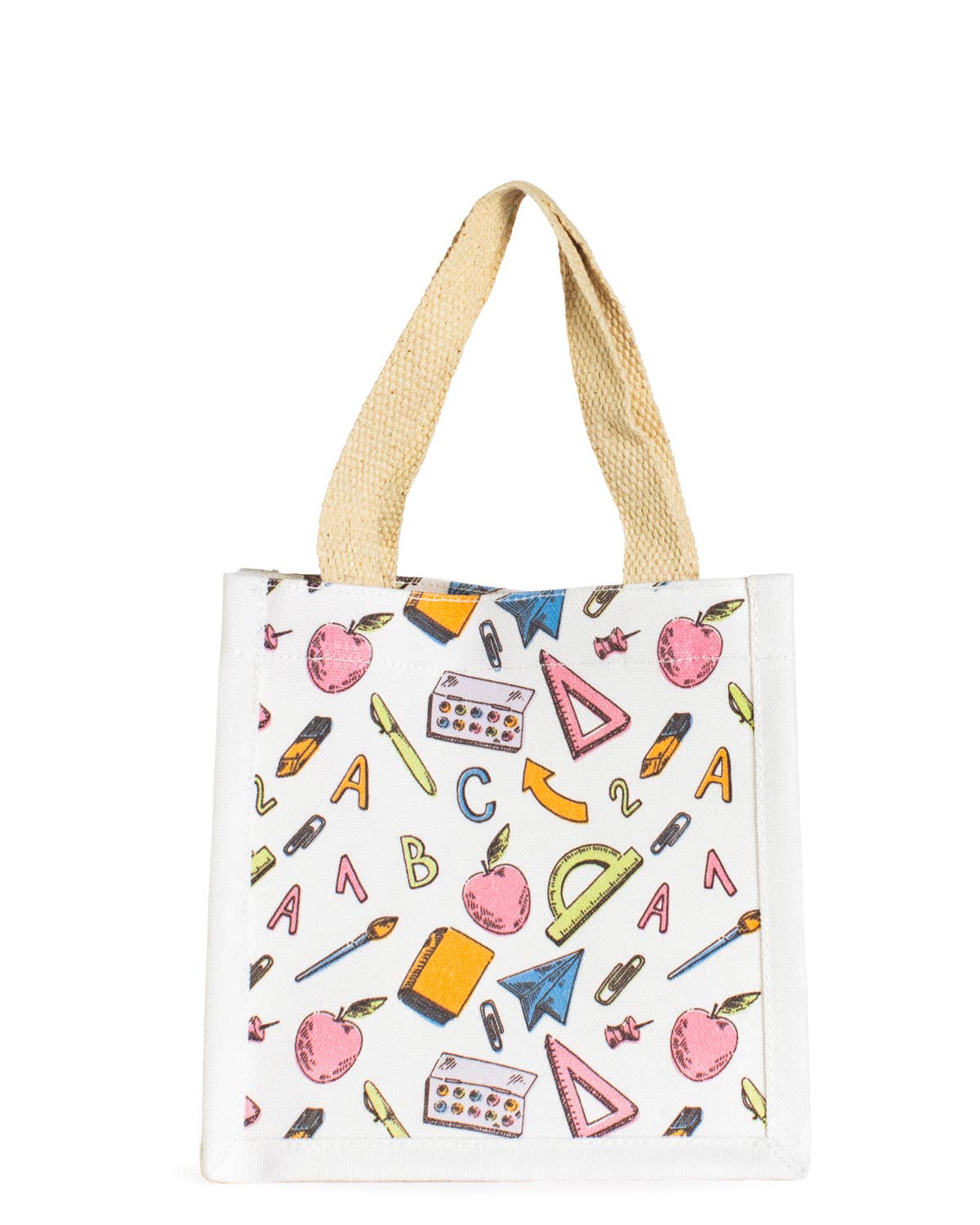 Back to School Petite Gift Tote White/Multi 7x7x5
