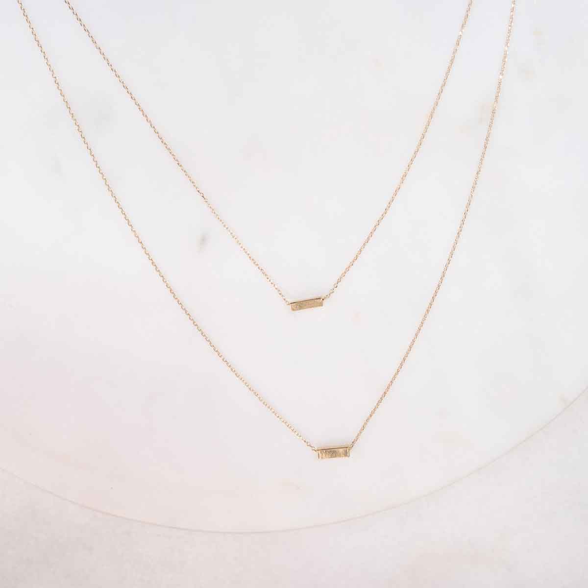 Double Petite Bar Necklace Gold 14"/18"