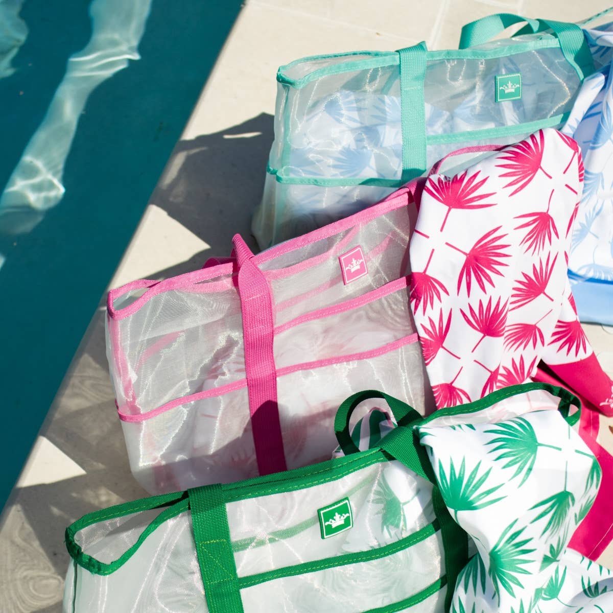 Grayton Beach Tote White/Pink 16.5x15x8.5