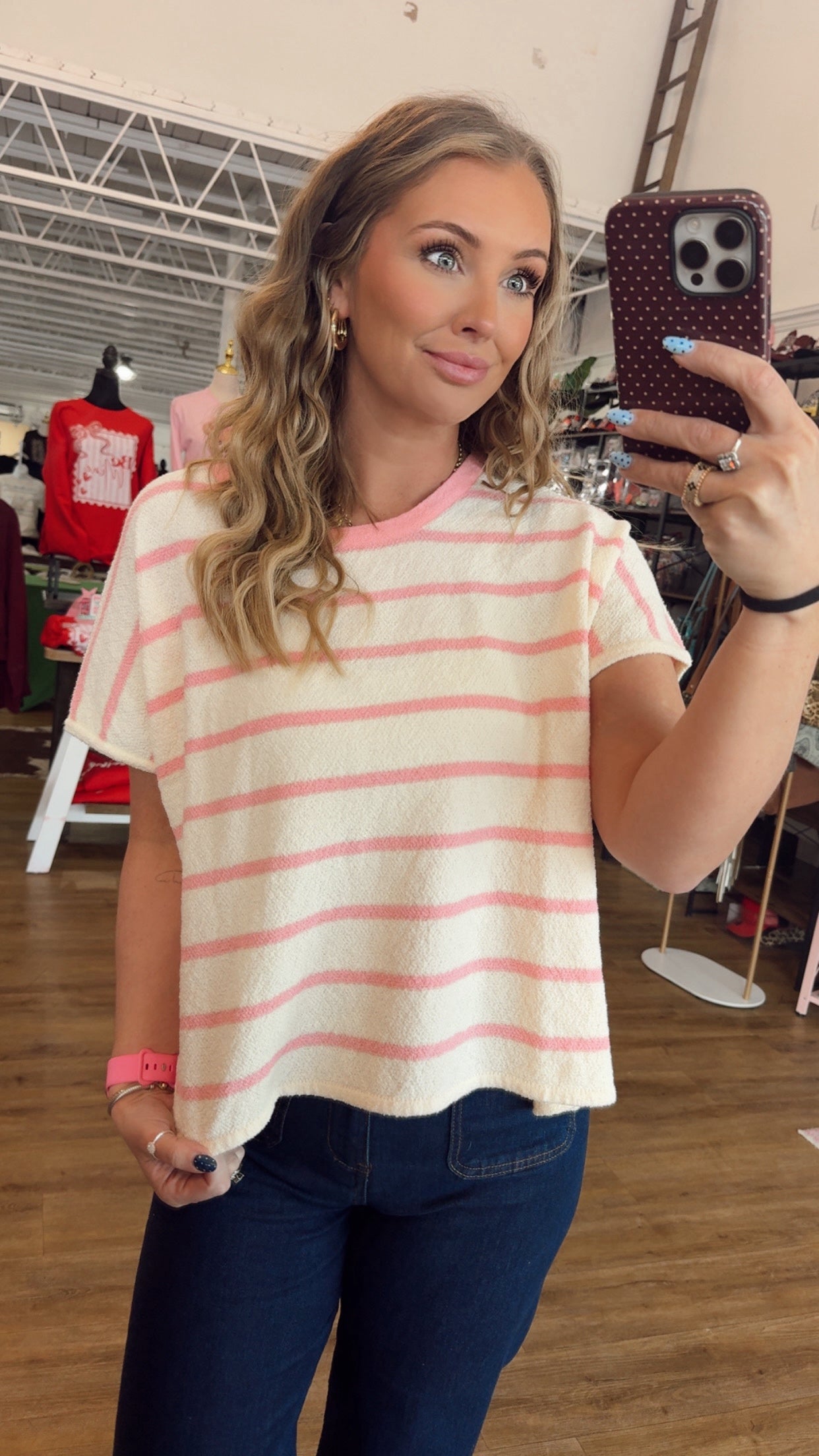 Anderson Top Pink/White