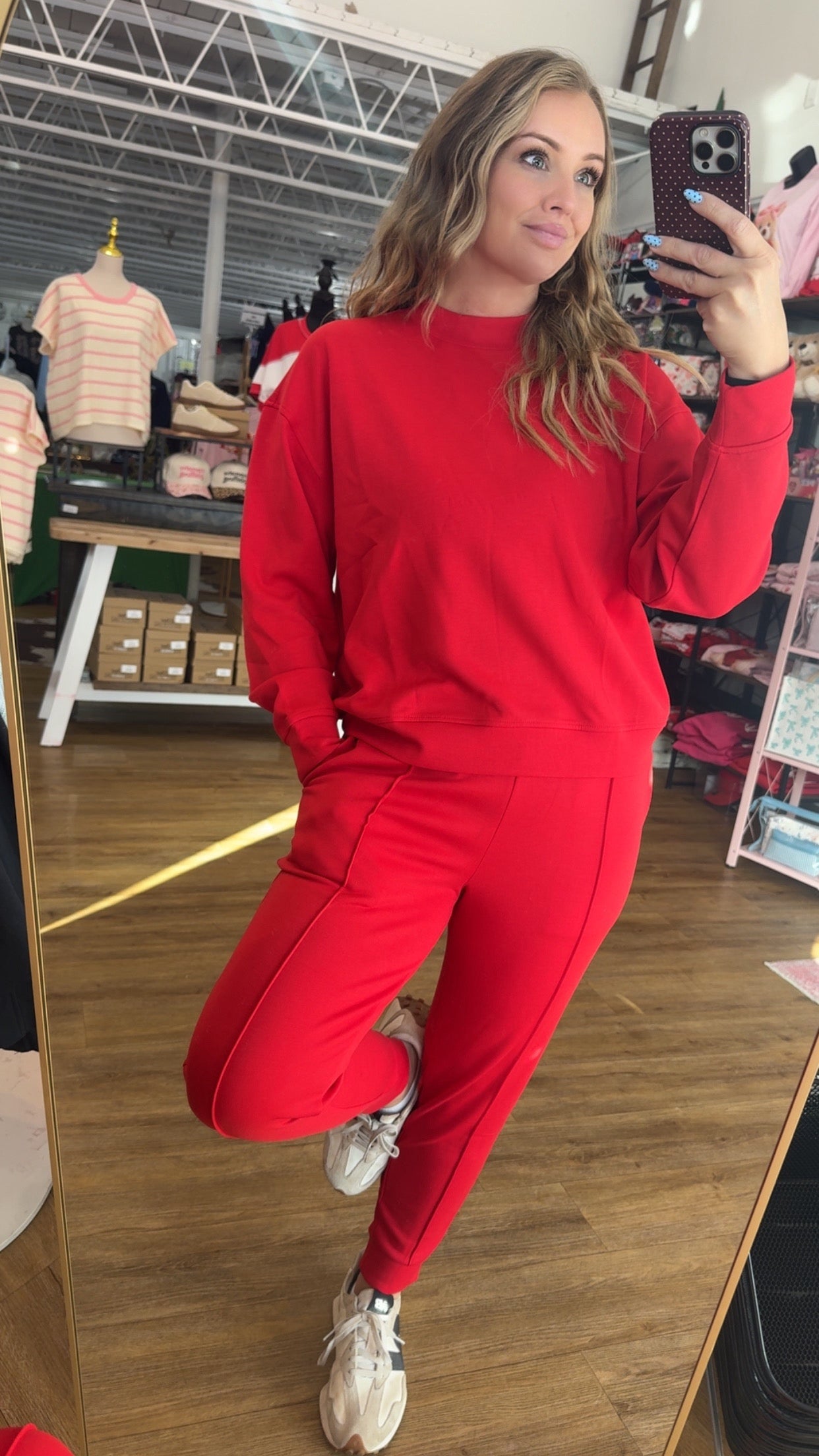 Mock Neck Scuba Set- Red