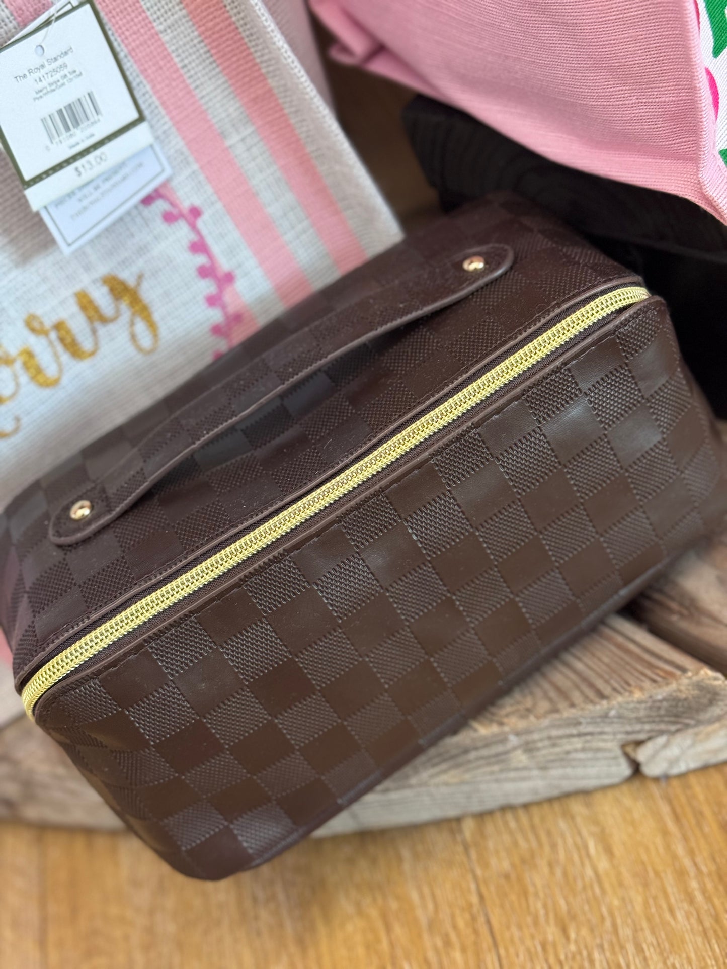 Checkered Makeup Bag