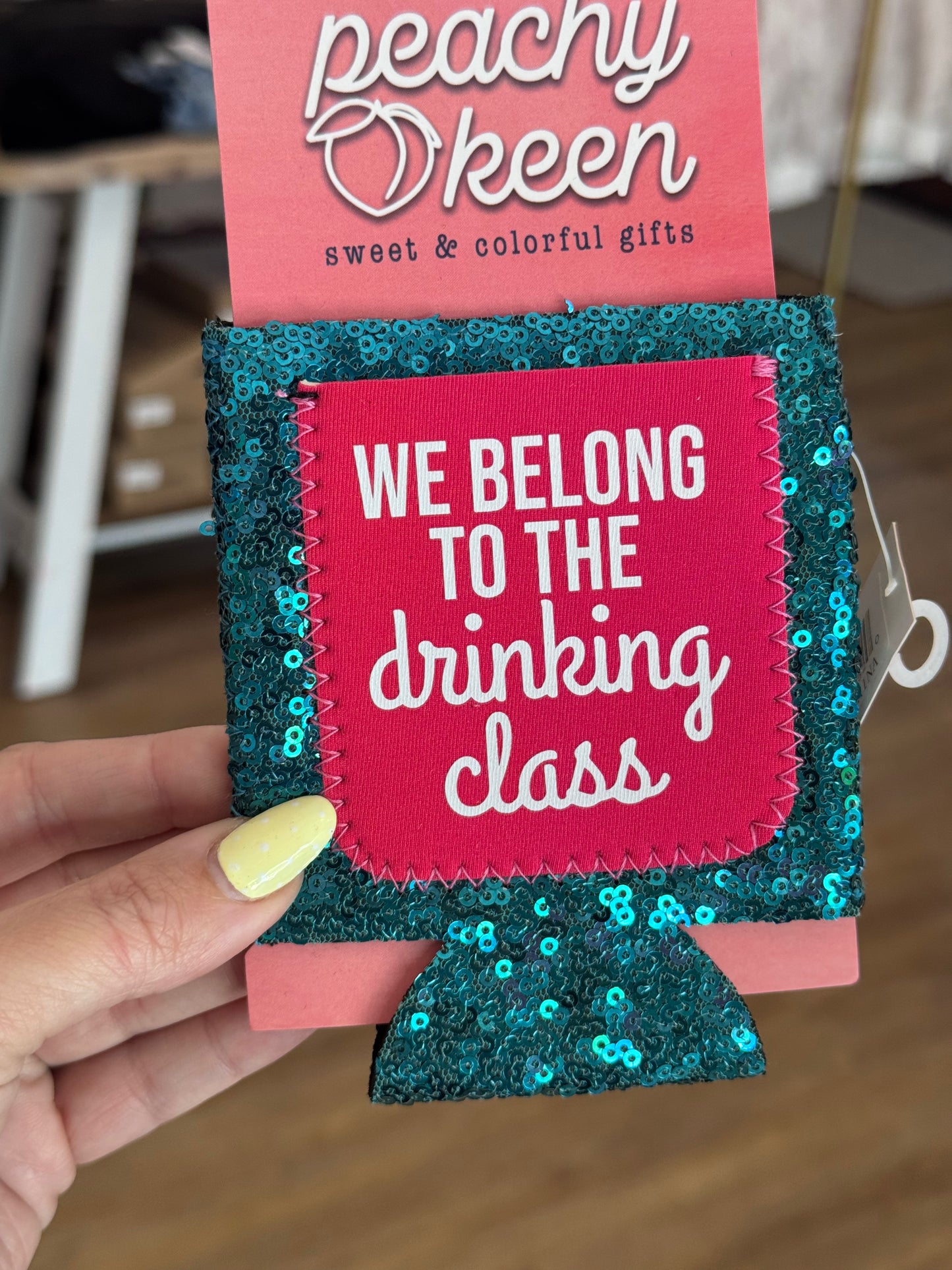 We Belong to the Drinking Class Sequin Can Cooler