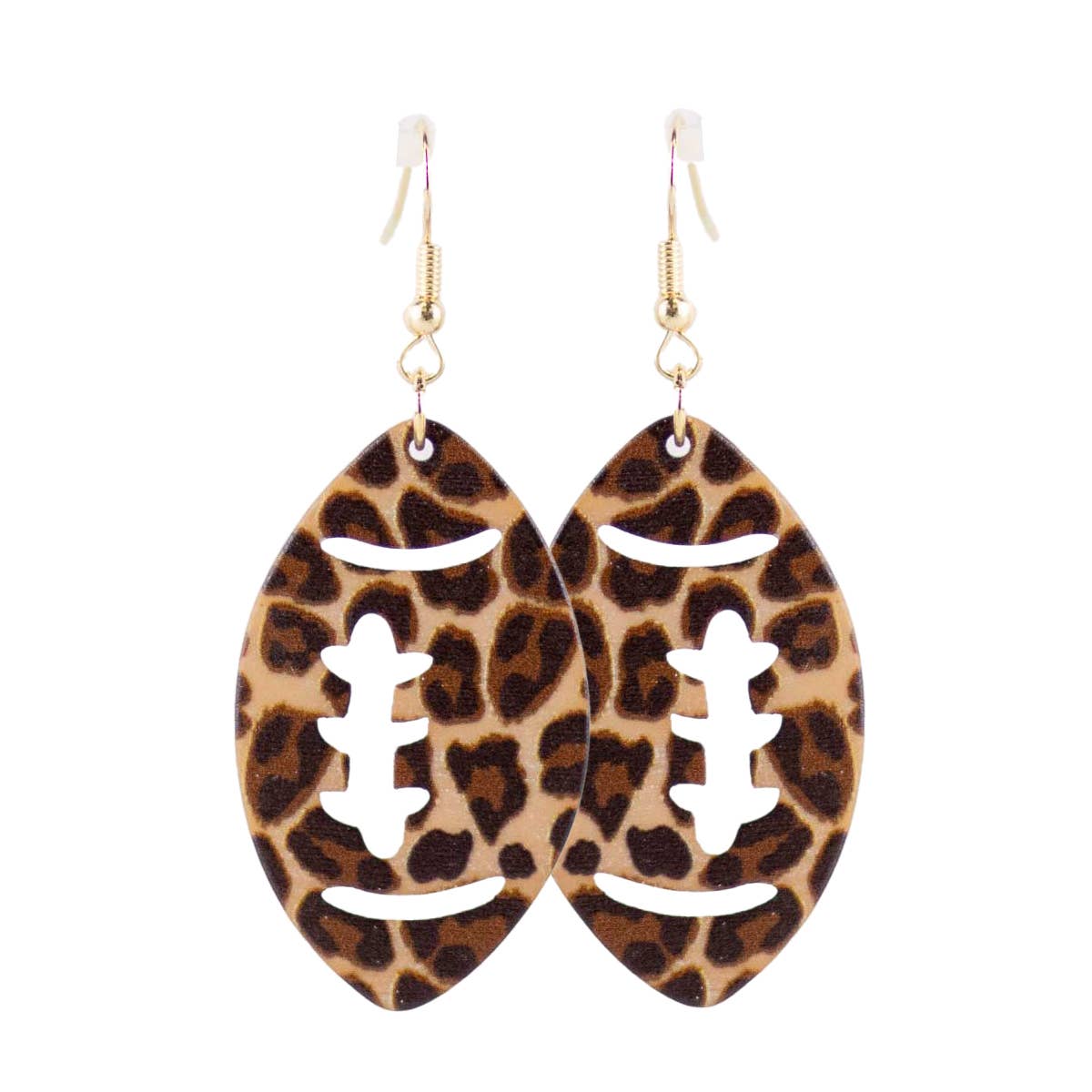 Leopard Football Acetate Earrings   Black/Brown   2.5"