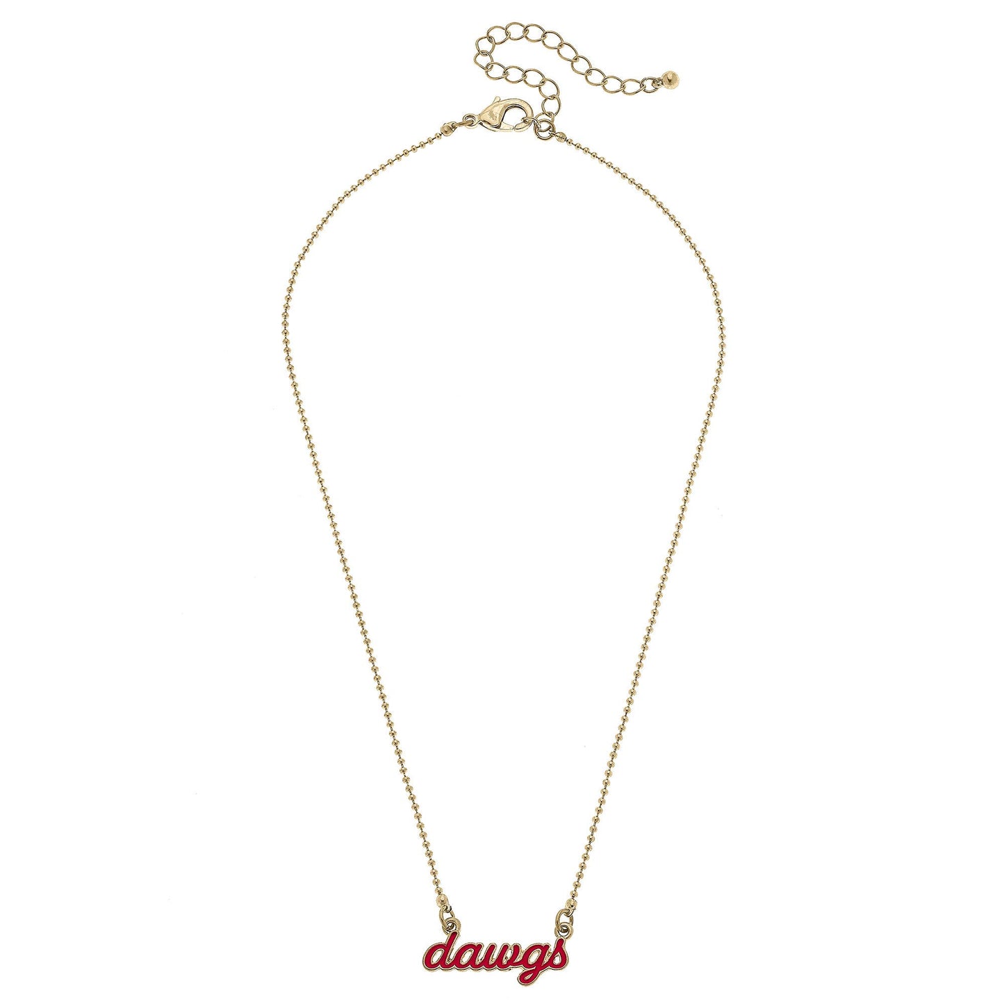 Georgia Bulldogs Enamel Script Necklace in Red