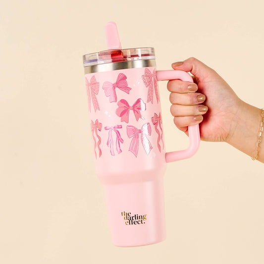 40 oz Lifestyle Flip Straw Tumbler-Blushing Bows