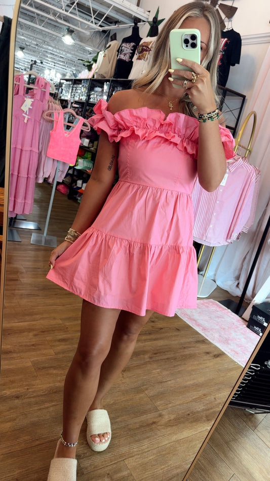 Brinkley Ruffle Dress- Pink