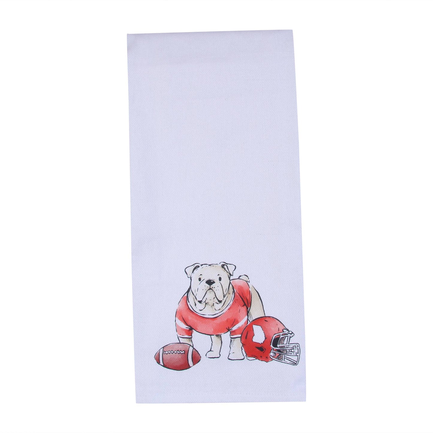 Bulldog with Football and Helmet Tea Towel