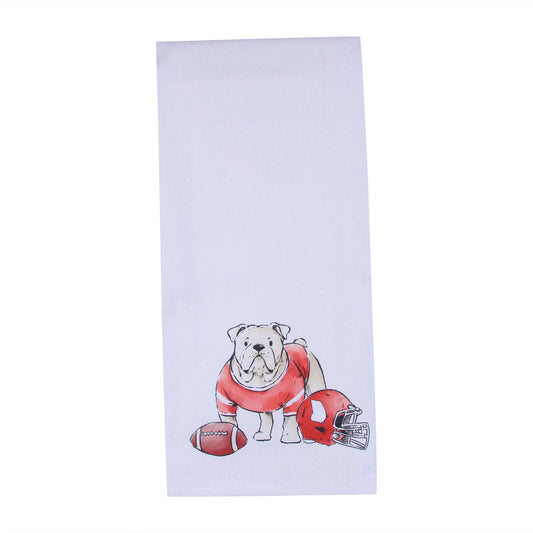 Bulldog with Football and Helmet Tea Towel