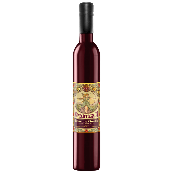 Artemesia Burgundy Wine Bottle Umbrella - Art Nouveau Label
