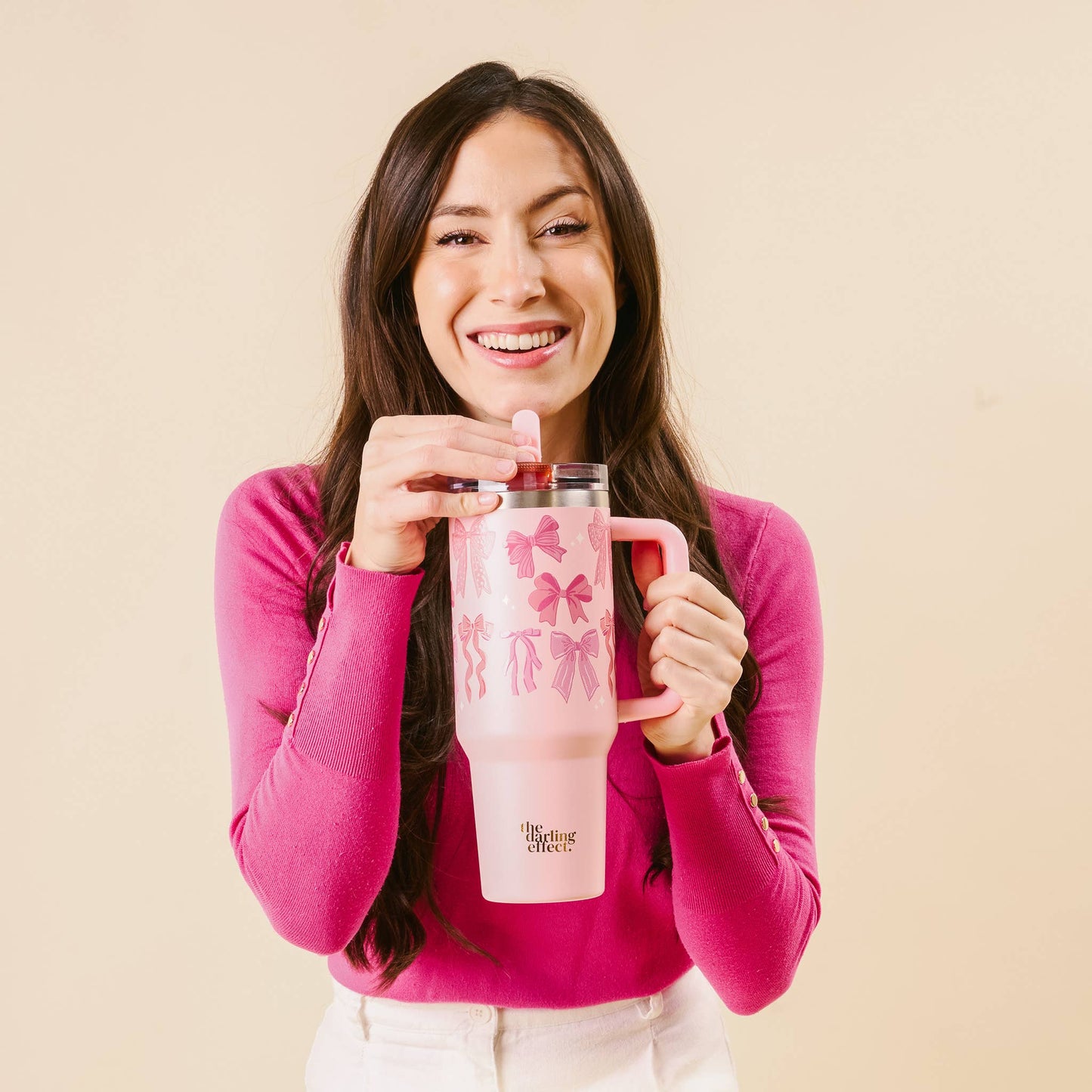 40 oz Lifestyle Flip Straw Tumbler-Blushing Bows