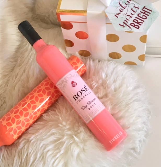 Rosé Wine Bottle Umbrella - Classic Label