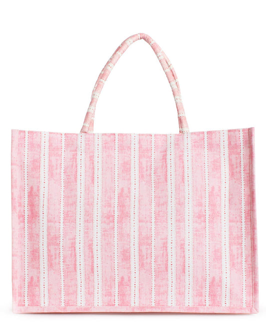 Scarlett Classic Tote  White/Pink   19x14x7.5