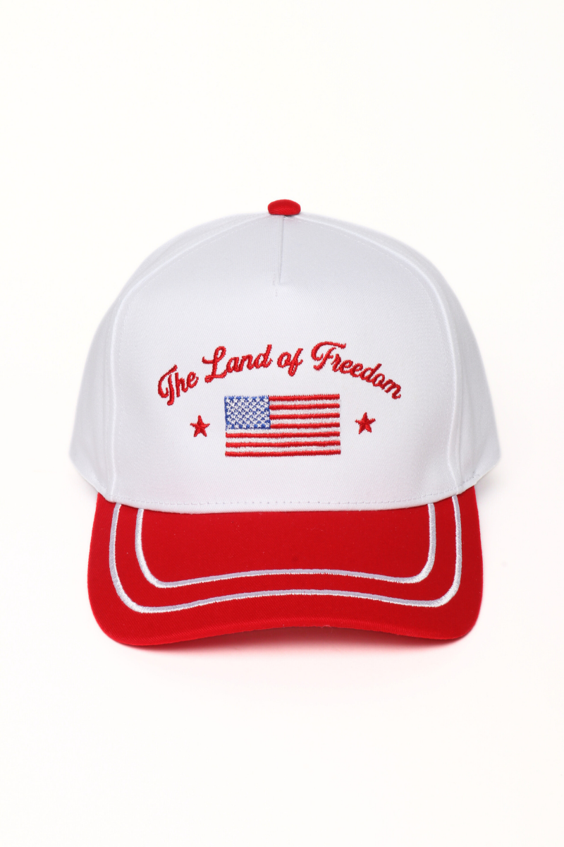 Americana THE LAND OF FREEDOM Embroidered Double Stitch Cap