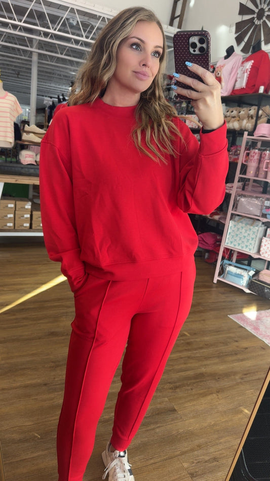 Mock Neck Scuba Set- Red
