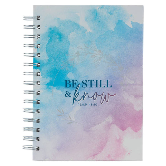 Journal Wirebound Blue/Purple Watercolor Be Still Ps. 46:10