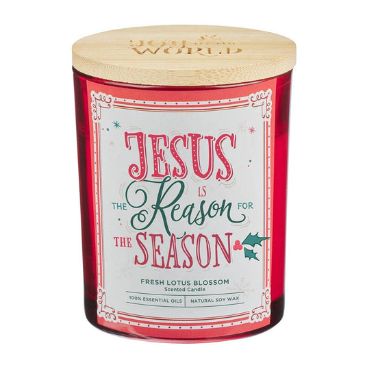 Glass Candle with Bamboo Lid Jesus is the Reason