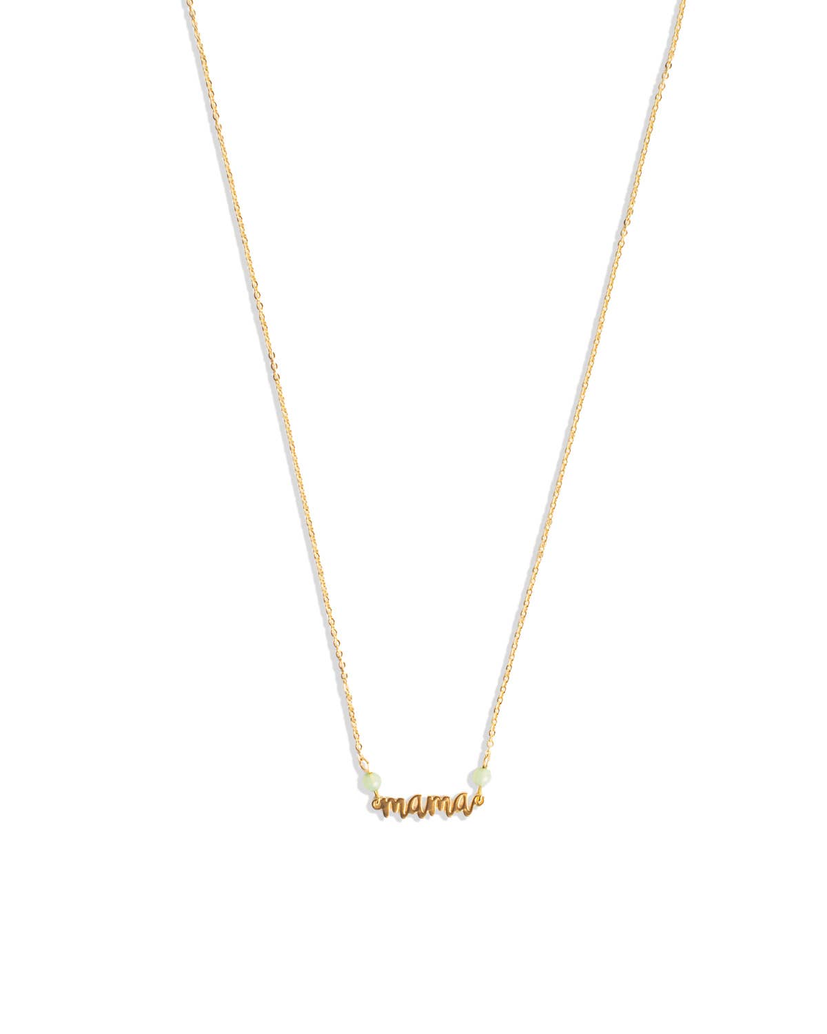 Mama Dainty Pendant Necklace   Gold/Green   15"+3"