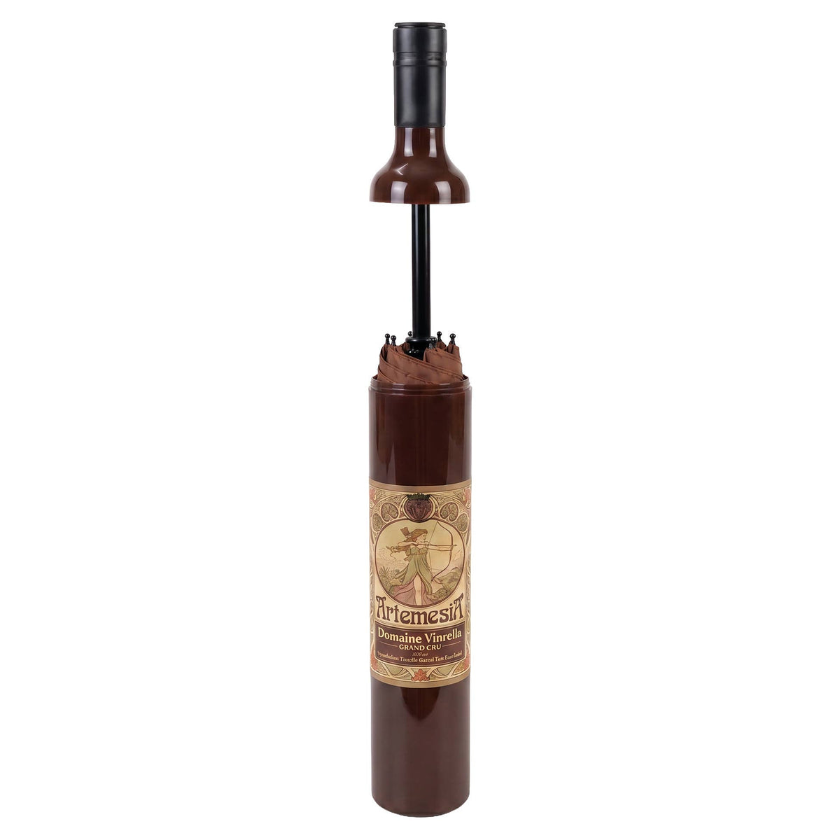 Artemesia Burgundy Wine Bottle Umbrella - Art Nouveau Label