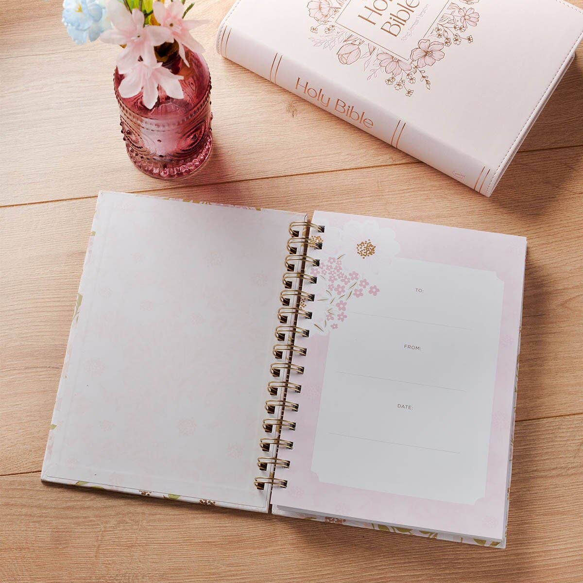 Journal Spiral Pink Floral Bless You And Keep You Num. 6:24