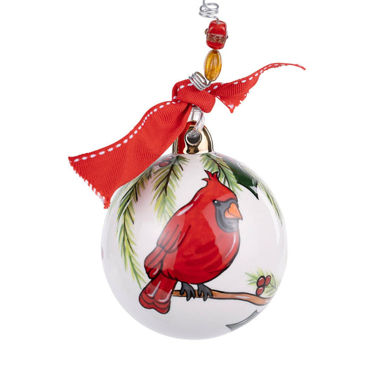 Merry Christmas Red Bird Branches Holiday Ornament