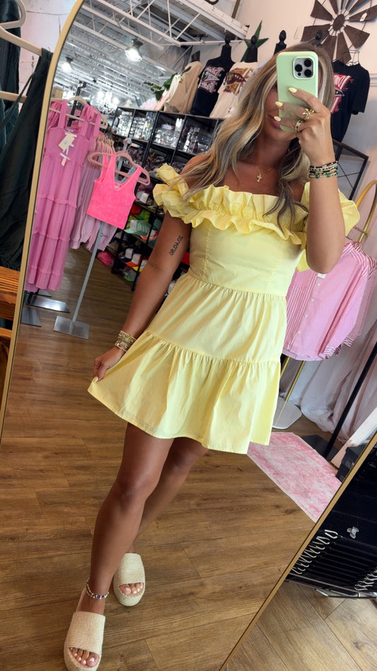 Brinkley Ruffle Dress- Yellow