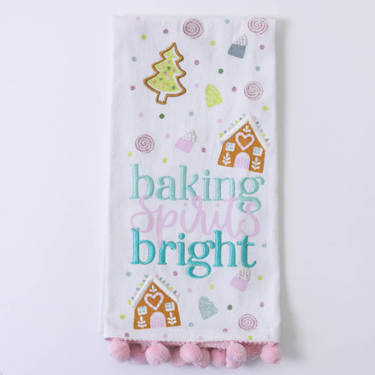 Tea Towel Embllshed Bking Spirits Bright