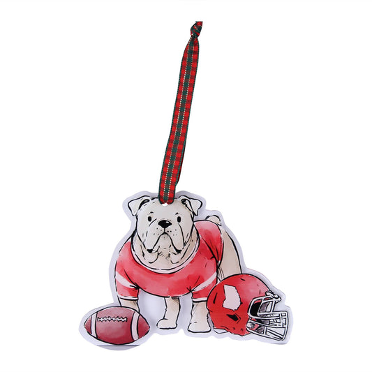 Bulldog with Helmet Acrylic Ornament