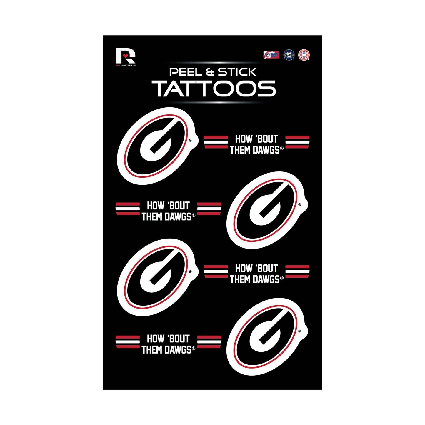 NCAA Georgia Peel & Stick Temporary Tattoos