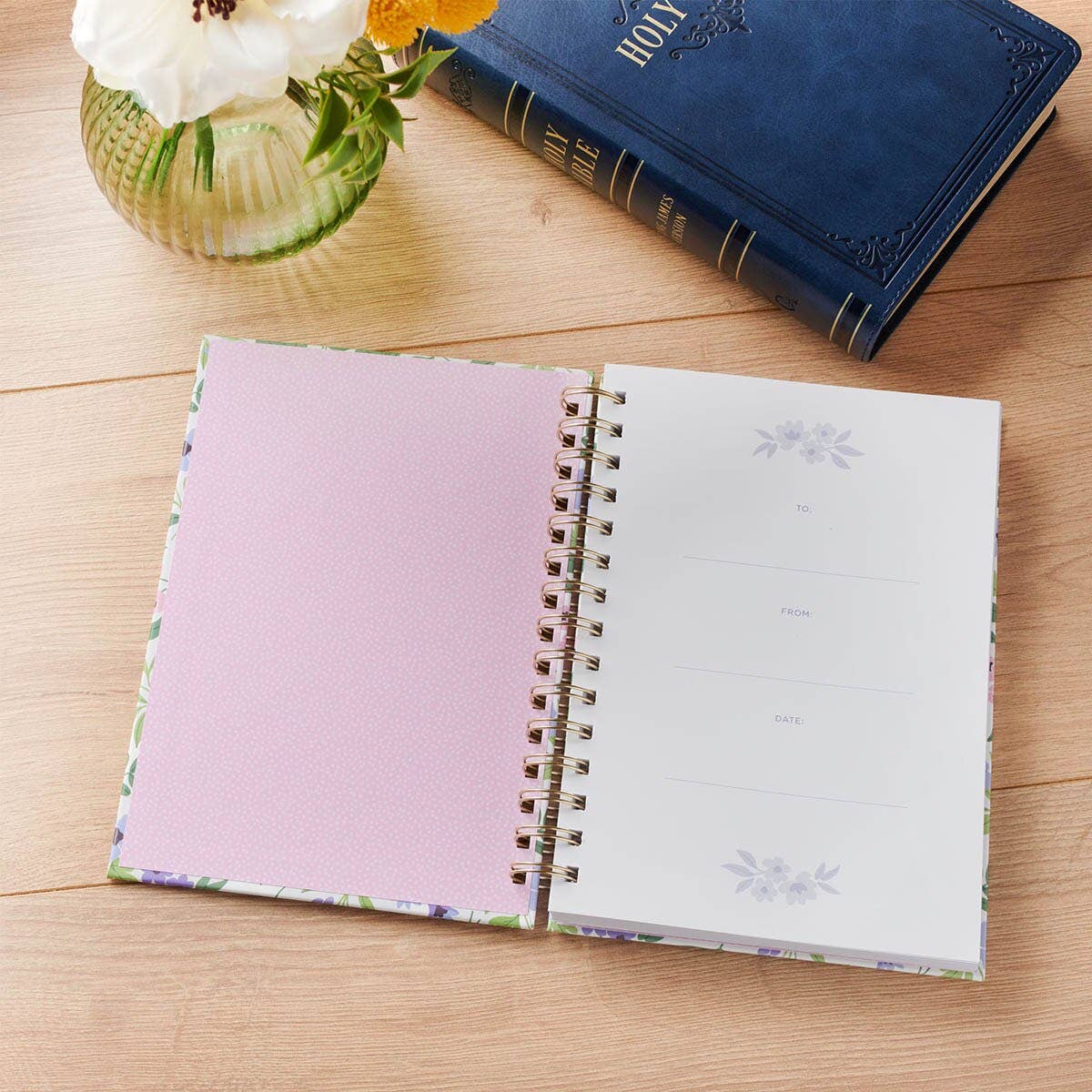 Journal Spiral White Floral He Who Promised Heb. 10:23