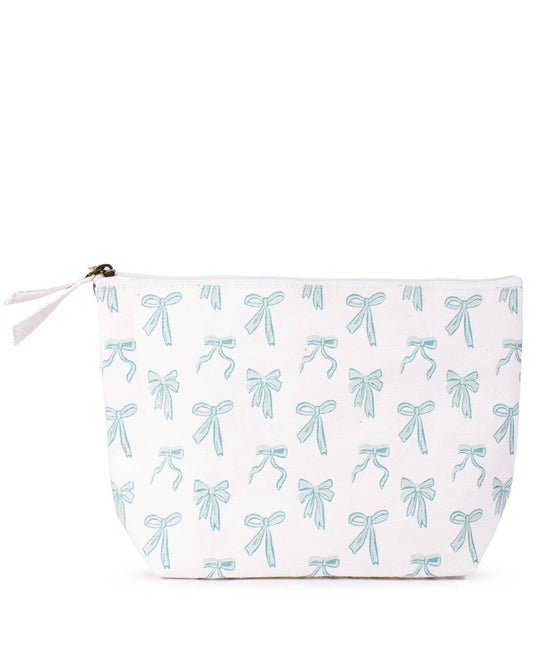 Hannah Bow Cosmetic   White/Light Blue  10.25x6.75x3