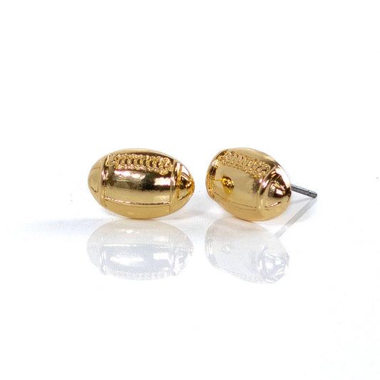 Football Stud Earrings   Gold   .5"